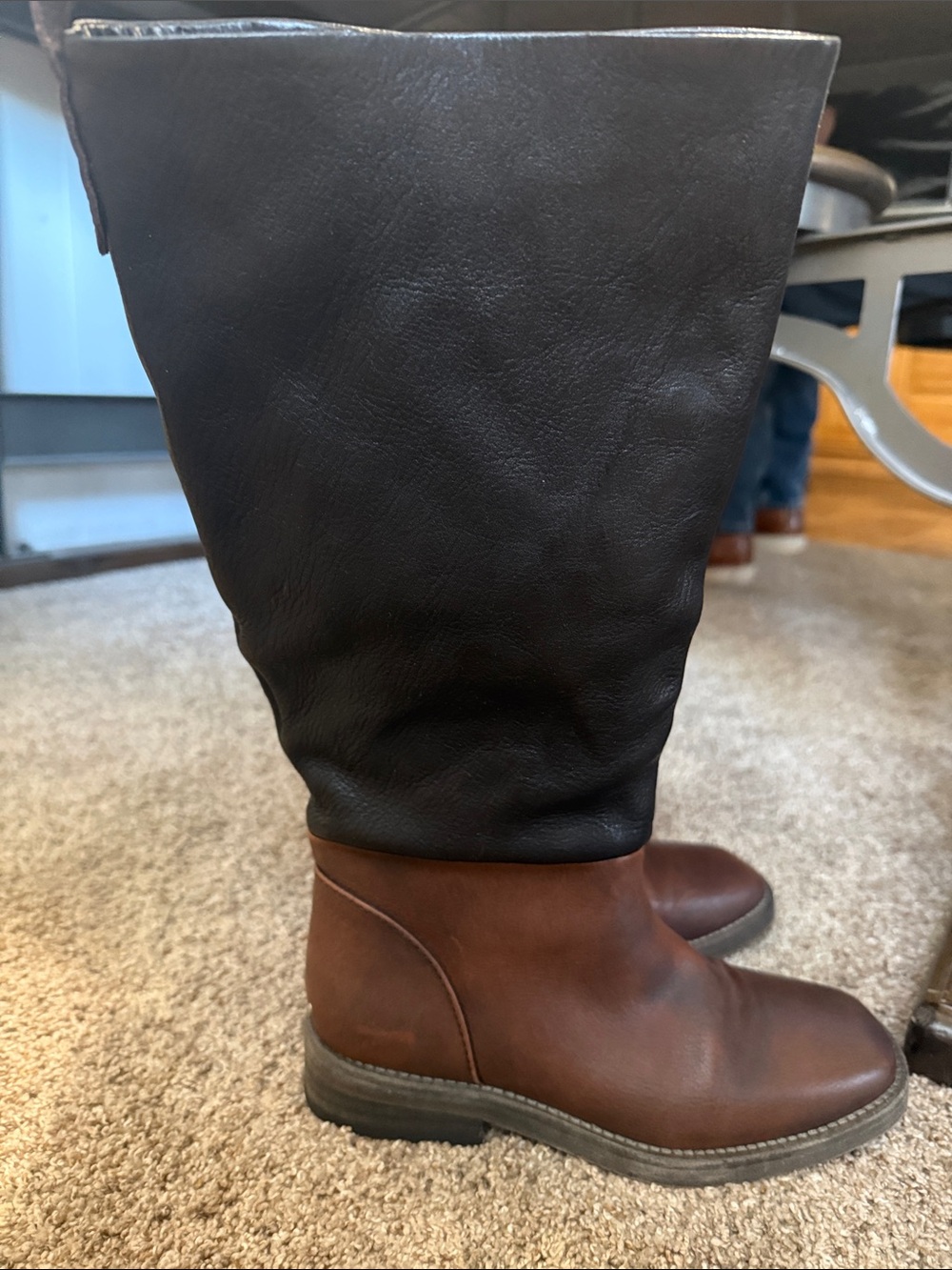 We The Free Two-Tone Brown and Black Knee-High Boots
